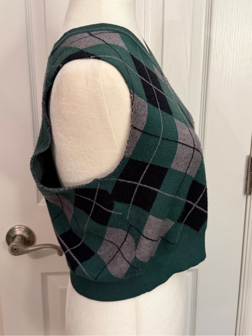 SHEIN Teal Argyle V-Neck Sweater Vest - Picture 3 of 5